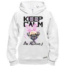 Худи BASE Keeg calm and be positive с мопсом