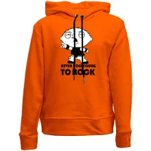 Детское худи без начеса Never too young to rock