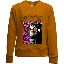 Детский свитшот без начеса с тремя котами "sweet, princess, meow" (1)
