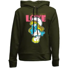 Детское худи без начеса со Смурфиком All you need is love