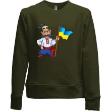 Детский свитшот без начеса Казак с украинским флагом