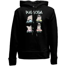 Детское худи без начеса Pug Yoga Мопс Йога