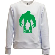Детский свитшот без начеса с силуэтом Халка и надписью HULK