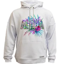 Худи без начеса с надписью ALOHA, гибискусом и бабочкой