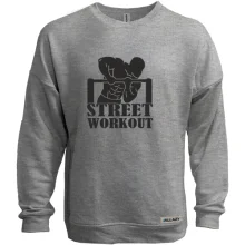 Свитшот без начеса с атлетом на турнике и надписью Workout