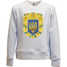Дитячий світшот без начосу з великим гербом України, колоссям і калиною