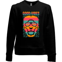 Детский свитшот без начеса с надписью "Good vibes" и львом
