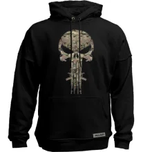 Худи без начеса с камуфляжным черепом Punisher и автоматами