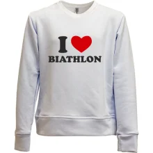 Детский свитшот без начеса Я люблю Биатлон — I love Biathlon