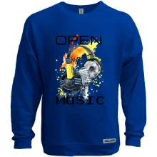 Світшот без начосу з акварельним принтом «Open your music»