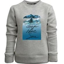 Детский свитшот без начеса с китом "deep blue sea"