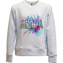 Дитячий світшот без начосу з написом ALOHA, гібіскусом і метеликом