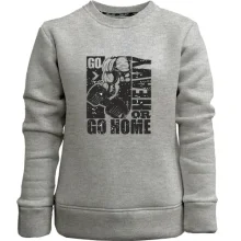 Детский свитшот без начеса с надписью "Go heavy or go home"