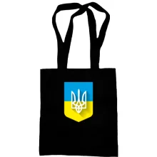 Сумка шопер з Тризубом на фоні українського прапора