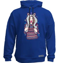 Худи без начеса с девушкой и снежинками