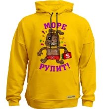 Худи без начеса с собачкой и надписью Море рулит!