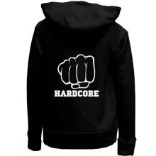 Детское худи без начеса с кулаком и надписью Hardcore