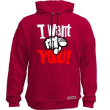 Худи без начеса с надписью I want you
