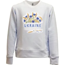 Детский свитшот без начеса с цветами Ukraine