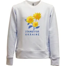 Детский свитшот без начеса Stand For Ukraine (пиксельные цветы)