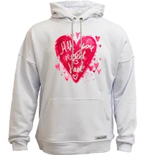Худі без начосу з фразою «All you need is love» і рожевим серцем