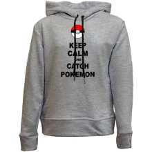 Детское худи без начеса Keep calm and catch pokemon