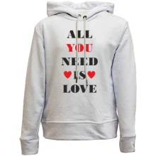 Детское худи без начеса с надписью «All you need is love» и сердцами