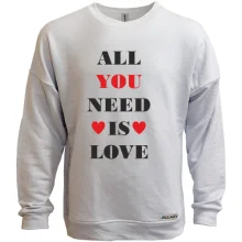 Світшот без начосу з написом «All you need is love» і сердечками