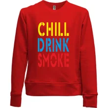 Детский свитшот без начеса Chill, Drink, Smoke