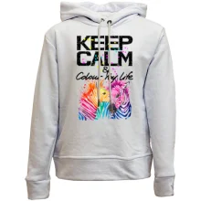 Детское худи без начеса Keep calm and colour your life с цветными зебрами
