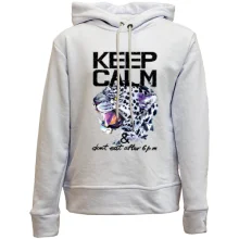 Детское худи без начеса с леопардом Keep calm & dont eat after 6 pm