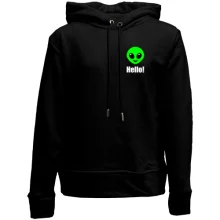 Детское худи без начеса с инопланетянином Hello!