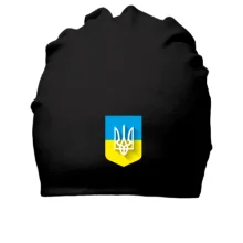 Хлопковая шапка с Тризубом на фоне украиского флага