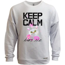 Світшот без начосу з кошеням Keep calm and kiss me