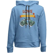 Детское худи без начеса love makes life a beautiful ride