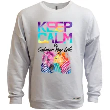 Світшот без начосу Keep calm and colour your life з кольоровими зебрами (2)