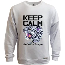 Світшот без начосу з леопардом Keep calm & dont eat after 6 pm