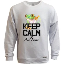 Світшот без начосу з жабою Keep calm & be cool