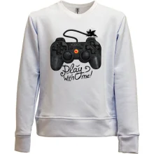Детский свитшот без начеса с джойстиком и надписью Play with me!