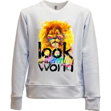 Дитячий світшот без начосу Look at the world differently з левом