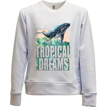 Детский свитшот без начеса с китом "tropical dreams"