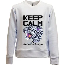 Детский свитшот без начеса с леопардом Keep calm & dont eat after 6 pm