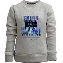 Дитячий світшот без начосу з космічним написом «Enjoy the universe»