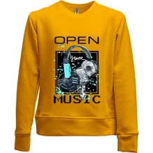 Детский свитшот без начеса с принтом «Open your music»