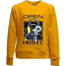 Детский свитшот без начеса с наушниками Open your music (1)