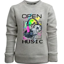 Детский свитшот без начеса с наушниками Open your music (2)
