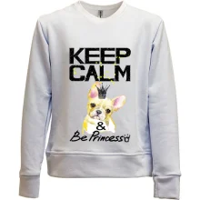 Дитячий світшот без начосу з Французьким Бульдогом (keep calm & be princess)