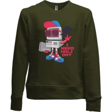 Детский свитшот без начеса Robot - I need holiday
