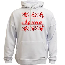 Худи без начеса с сердечками и именем 