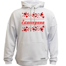 Худи без начеса с сердечками и именем 